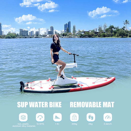 Inflatable Water Bike for Lake Inflatable Water Bikes Pedal Boat Inflatable Fishing Boat Pedal Kayak Release Your Hand and Enjoy Fun Water and Fishing Water Bicycle + Mat
