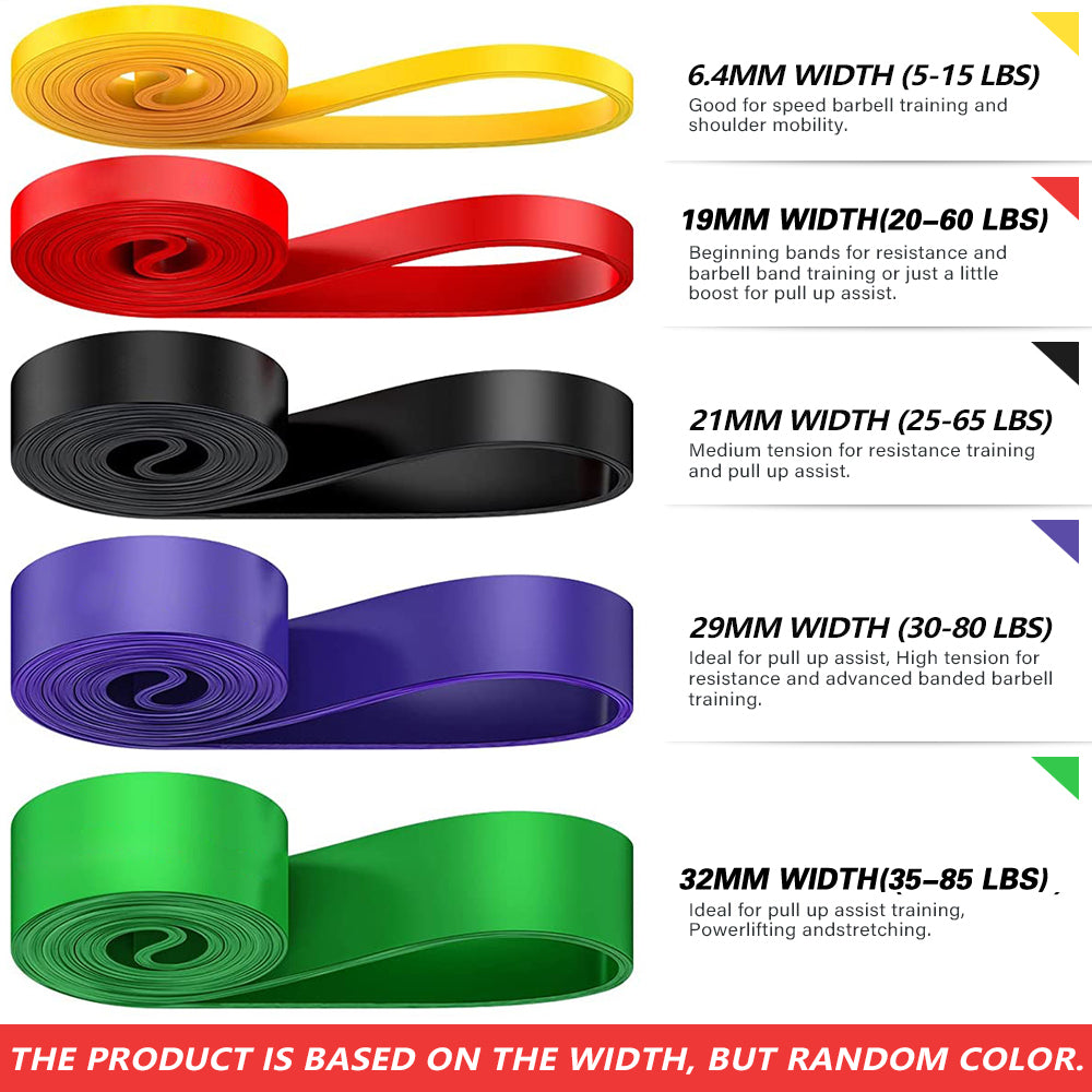 5 Resistance bands Fitness bands up to 305LBS for Yoga Pull-up assist strap set (Random Color)
