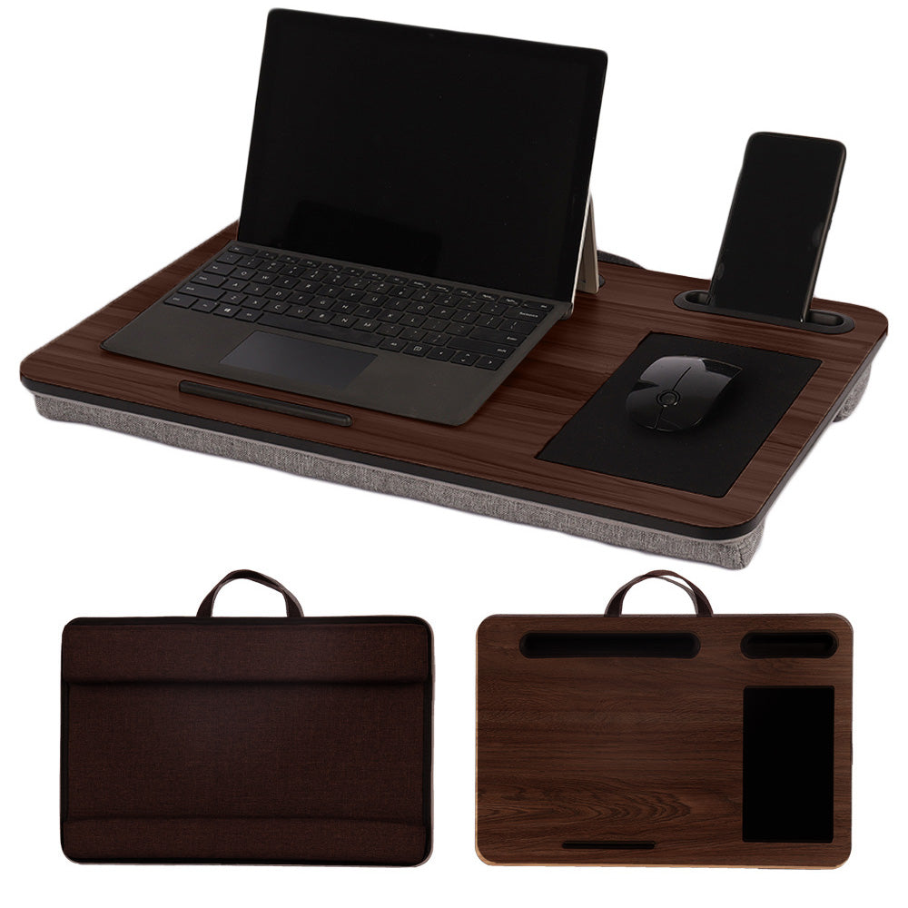 Multifunction laptop stand for desk Home Bed Sofa Lapdesk LapGear Fits up to 17" laptop desk-Built in mouse pad for notebook, Macbook, tablet- laptop table with tablet, pen & phone holder(Wood Grain)