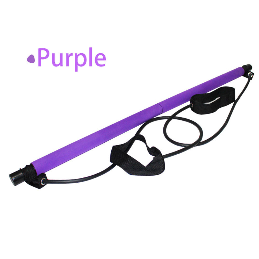 Pilates Rope Exercise Resistance Band Portable Yoga Pilates Stick Muscle Toning Bar Home Gym Pilates with Foot Loop for Body Workout