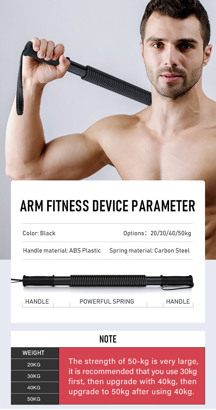 20 - 60KG Power Twister Flexible Stretch Bar-Arm Exerciser. Strengthens The Back, Shoulders, Biceps and Grip, Chest Expander Workout Equipment.