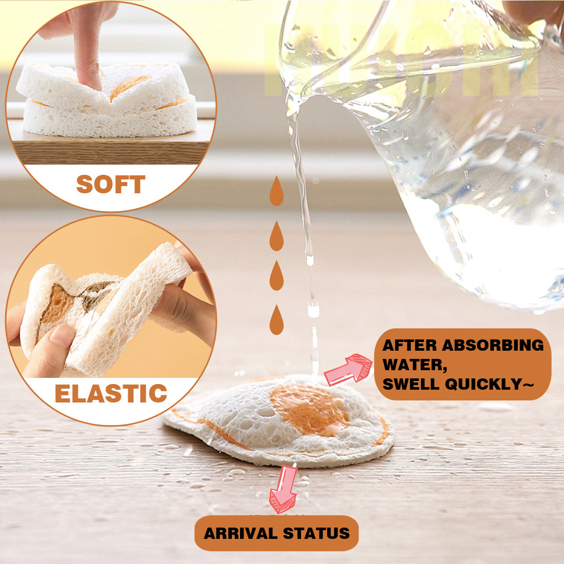 4PCS Cartoon Dishwashing Sponge Compressed Kitchen Cleaning Supplies Wood Pulp