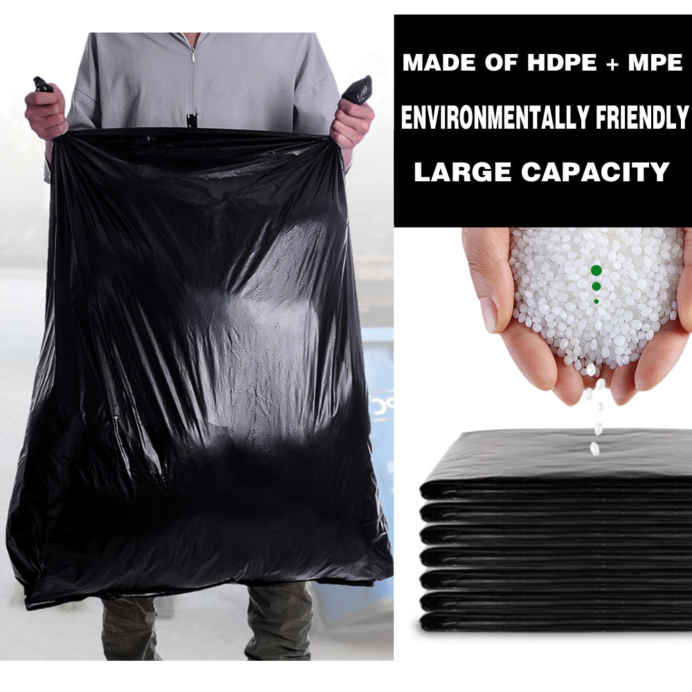 50 count (50-60 L,80*100cm) HEAVY DUTY GARBAGE BAGS 13-16 Gallon Black trash bags. Hefty trash bags Puncture Resistant for Restaurant Hotel Kitchen large cans, Large capacity black rubbish bags