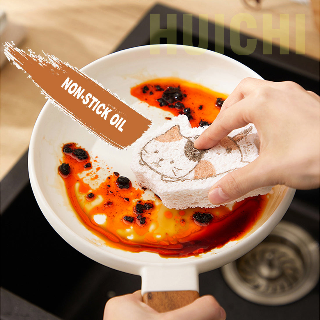 4PCS Cartoon Dishwashing Sponge Compressed Kitchen Cleaning Supplies Wood Pulp