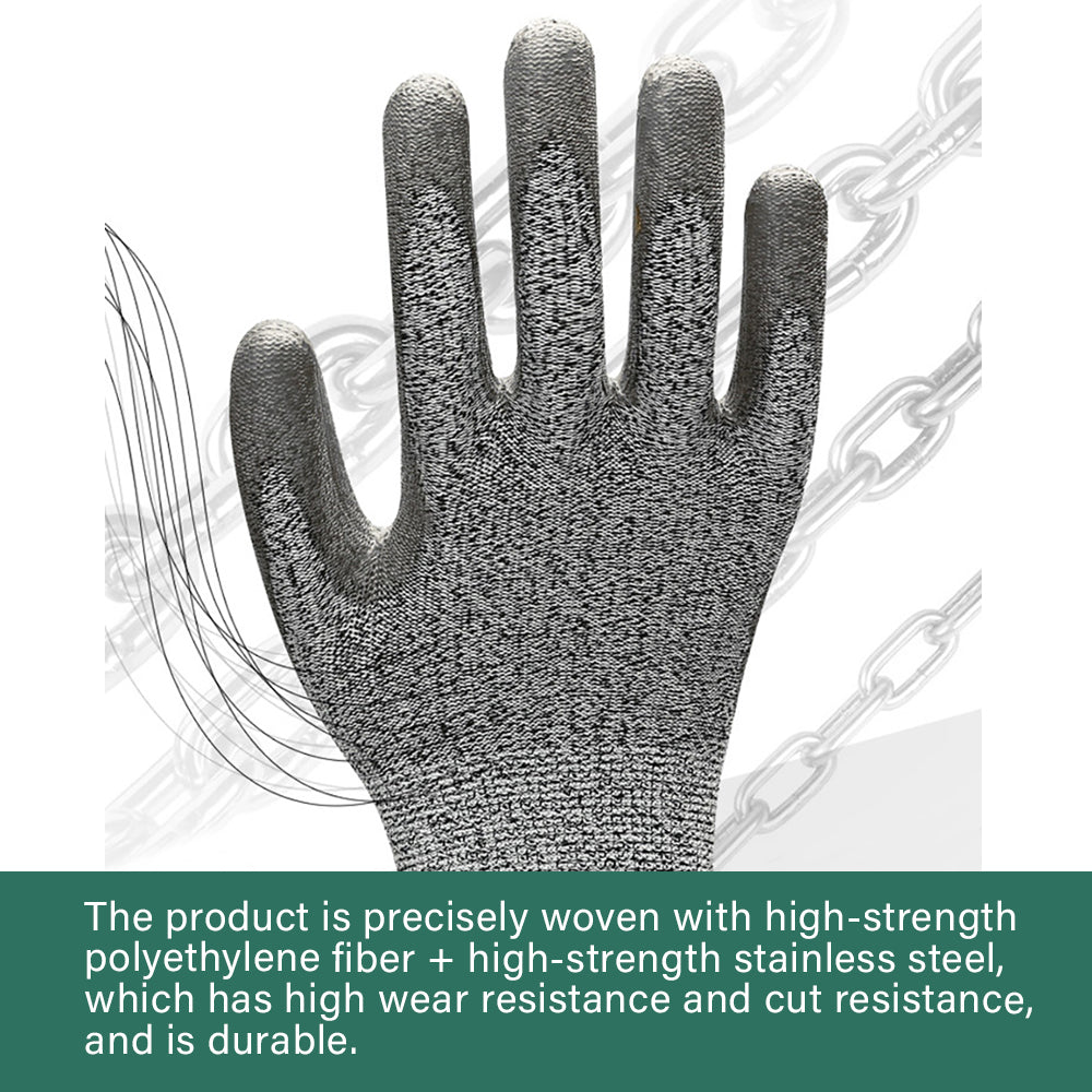 Cut Resistant Work Gloves for men Level 5 Anti Cut Work Gloves Gardening gloves for men Large mechanic gloves PU Coated Palm Hand Protection Work Gloves For Porter,Industrial, Gardening,Repairman