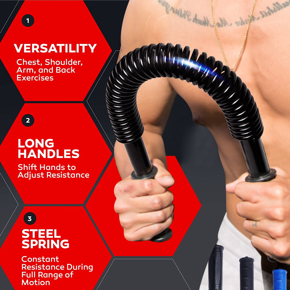 20 - 60KG Power Twister Flexible Stretch Bar-Arm Exerciser. Strengthens The Back, Shoulders, Biceps and Grip, Chest Expander Workout Equipment.