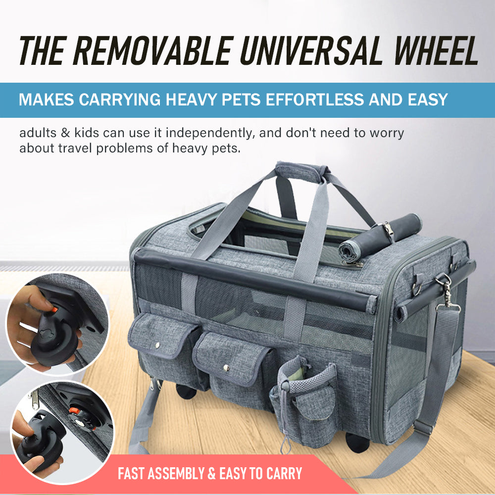 Pets trolley case with rolling wheels - Outdoor travel bags for dogs pet carrier cat cages M/L size