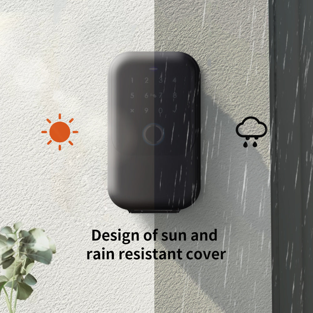 Waterproof Smart key lock box 5-in-1 Key Lock Box with APP Control, Fingerprint Recognize & Multiple Code Types, Outside Wall Mounted & Door Hanging, Key Lockbox for House Key