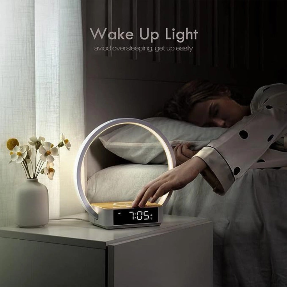 Bedside Lamps with Wireless Charger & USB Port, Bedroom Lamp with Clock, Desk Lamp for Nightstand, Touch Control, Dimmable & 3 Color Modes