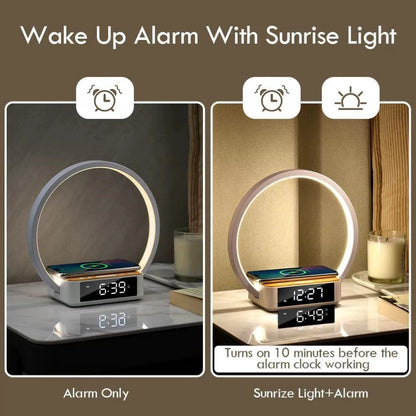 Bedside Lamps with Wireless Charger & USB Port, Bedroom Lamp with Clock, Desk Lamp for Nightstand, Touch Control, Dimmable & 3 Color Modes
