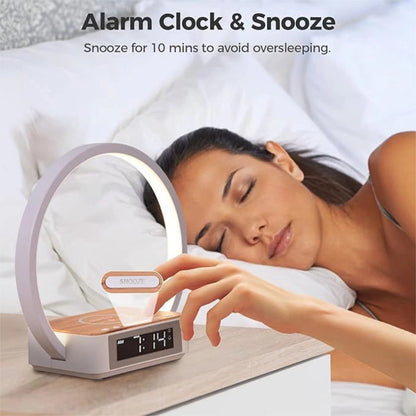 Bedside Lamps with Wireless Charger & USB Port, Bedroom Lamp with Clock, Desk Lamp for Nightstand, Touch Control, Dimmable & 3 Color Modes