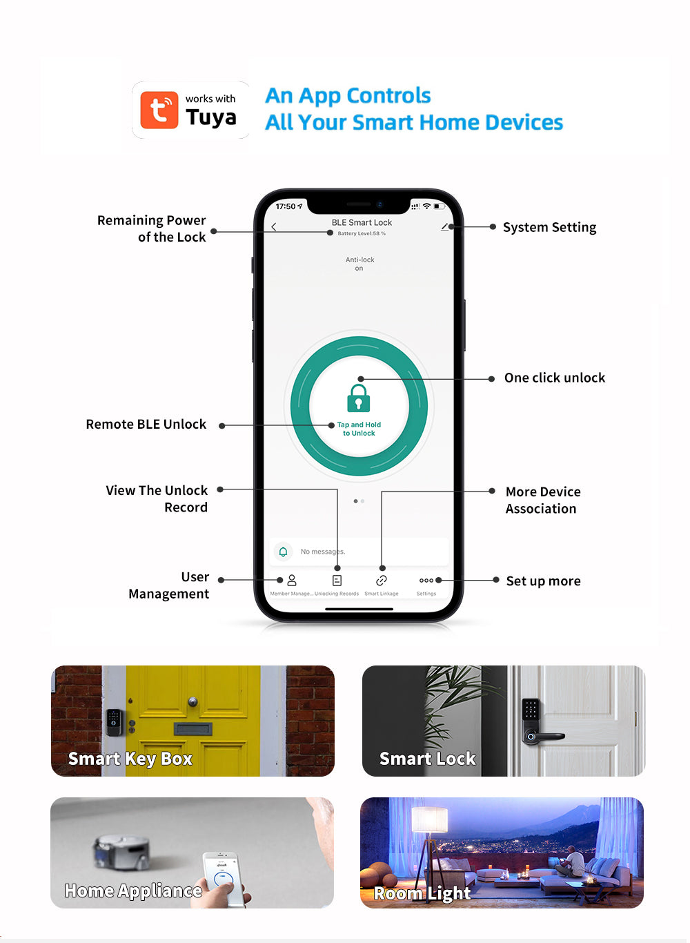 Waterproof Smart key lock box 5-in-1 Key Lock Box with APP Control, Fingerprint Recognize & Multiple Code Types, Outside Wall Mounted & Door Hanging, Key Lockbox for House Key