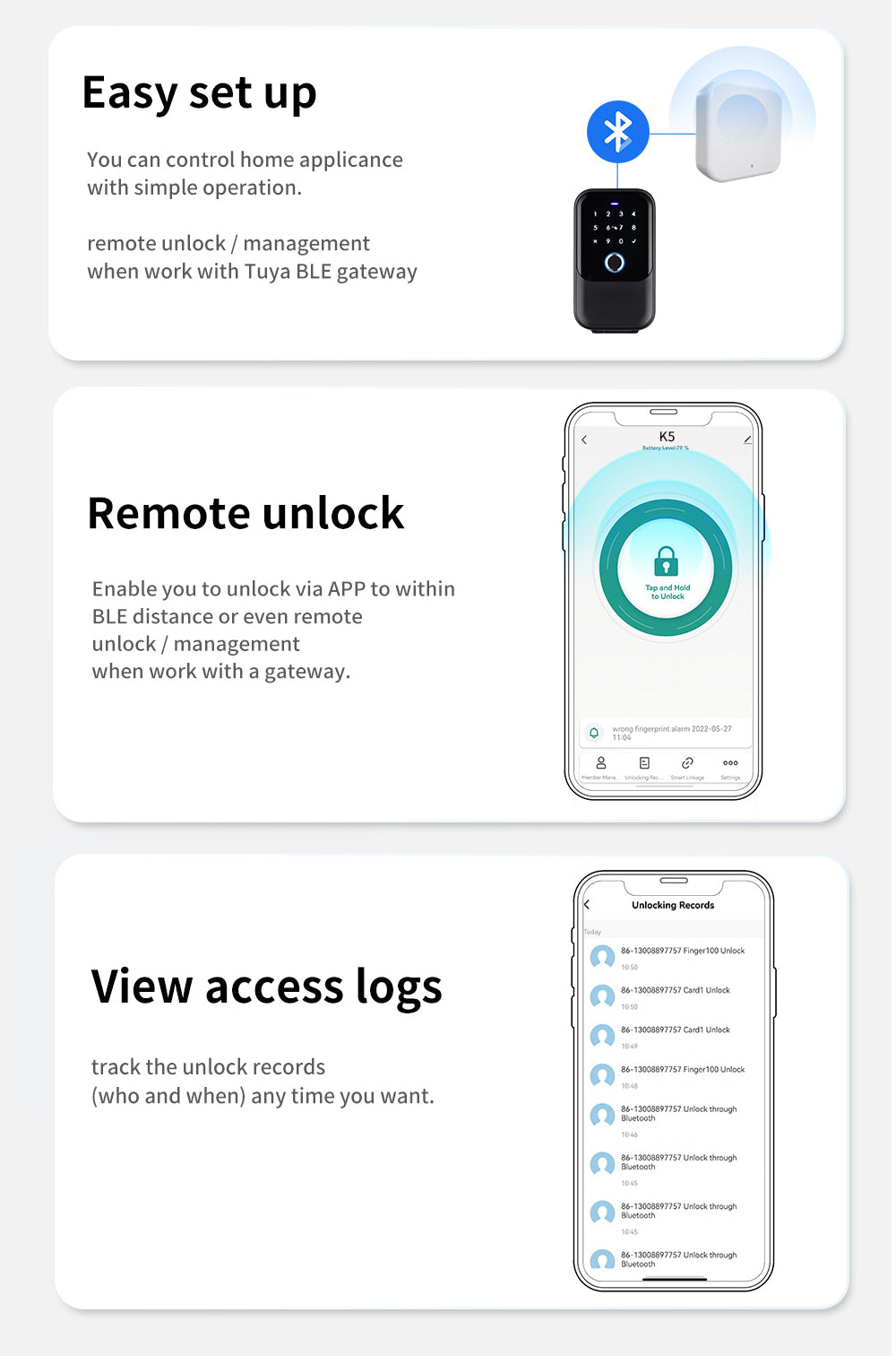 Waterproof Smart key lock box 5-in-1 Key Lock Box with APP Control, Fingerprint Recognize & Multiple Code Types, Outside Wall Mounted & Door Hanging, Key Lockbox for House Key