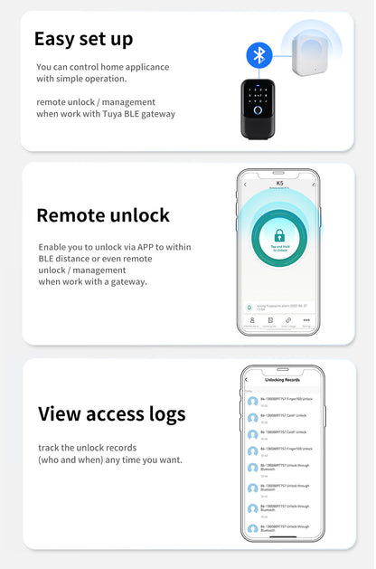 Waterproof Smart key lock box 5-in-1 Key Lock Box with APP Control, Fingerprint Recognize & Multiple Code Types, Outside Wall Mounted & Door Hanging, Key Lockbox for House Key