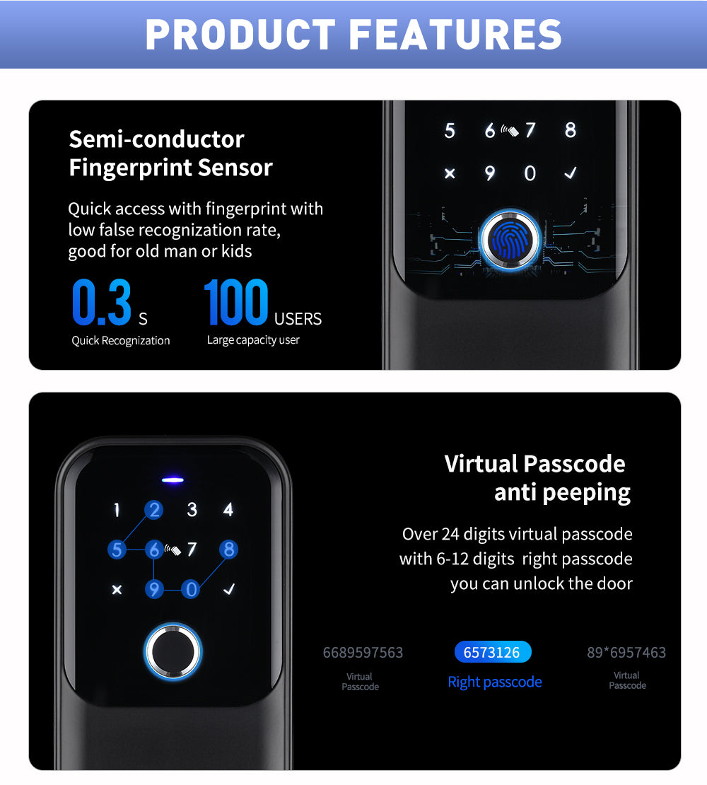 Waterproof Smart key lock box 5-in-1 Key Lock Box with APP Control, Fingerprint Recognize & Multiple Code Types, Outside Wall Mounted & Door Hanging, Key Lockbox for House Key