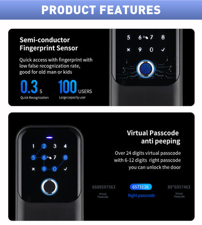 Waterproof Smart key lock box 5-in-1 Key Lock Box with APP Control, Fingerprint Recognize & Multiple Code Types, Outside Wall Mounted & Door Hanging, Key Lockbox for House Key