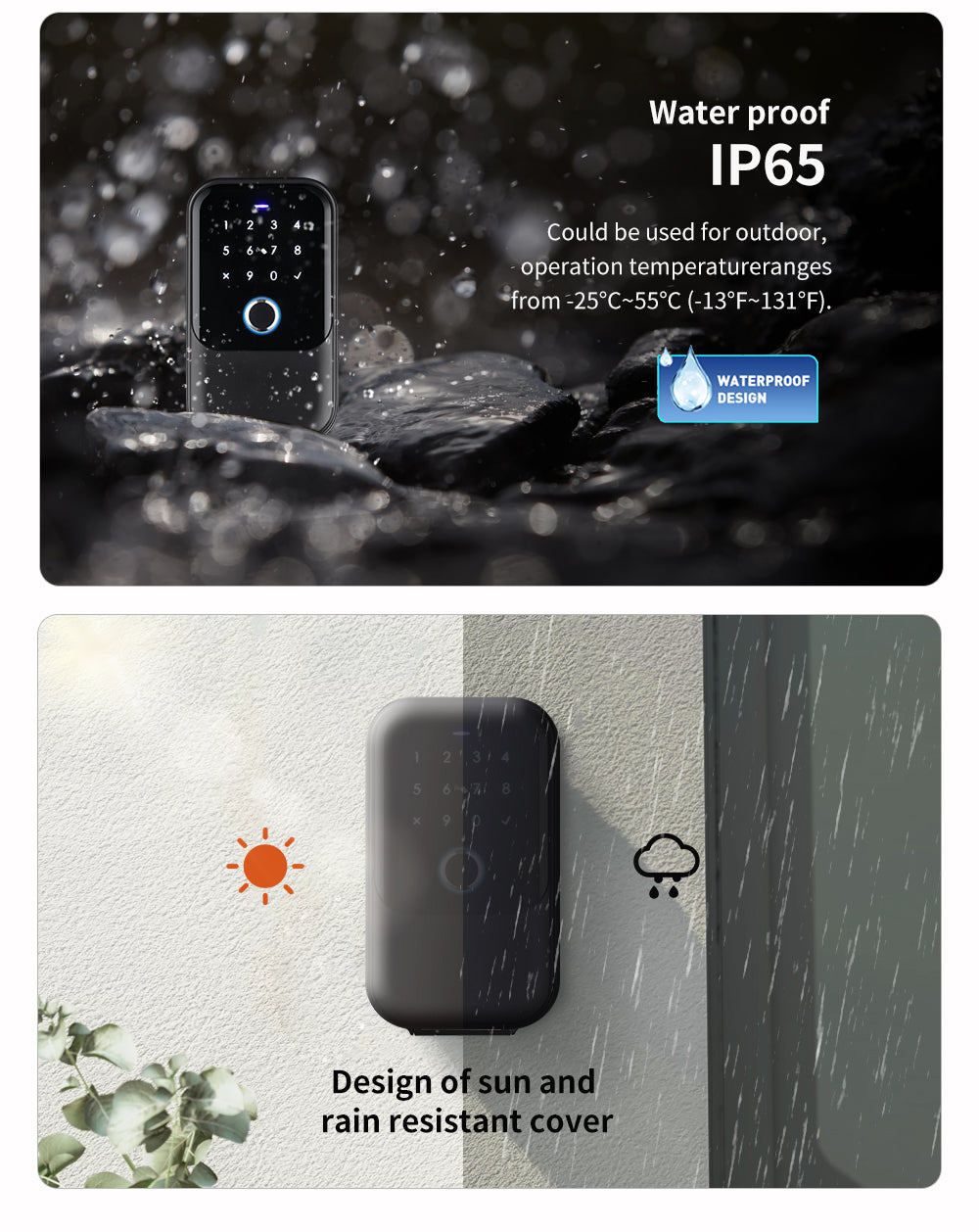 Waterproof Smart key lock box 5-in-1 Key Lock Box with APP Control, Fingerprint Recognize & Multiple Code Types, Outside Wall Mounted & Door Hanging, Key Lockbox for House Key