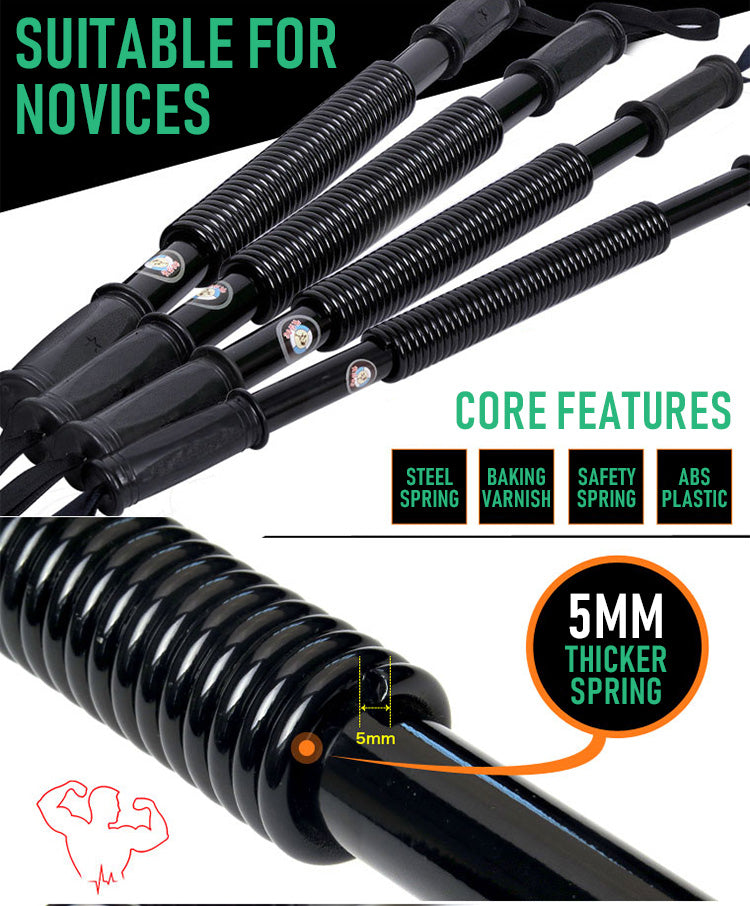 20 - 60KG Power Twister Flexible Stretch Bar-Arm Exerciser. Strengthens The Back, Shoulders, Biceps and Grip, Chest Expander Workout Equipment.