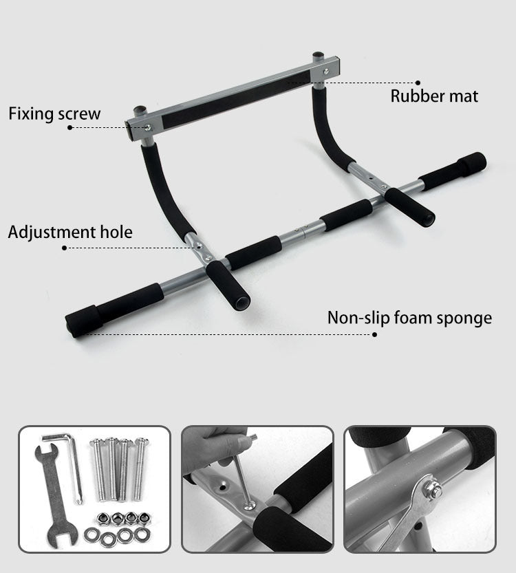 Pull Up Bar, Home Fitness Chin Up Bar with Non Slip Handles for Body Trainer, Portable Gym System. Home Exercise Training Fitness Gym Workout Equipment, Wall Mounted/Doorway